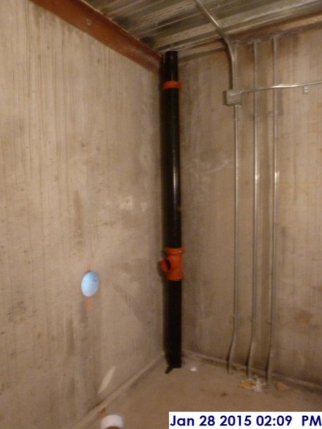 Started installing sprinkler main raiser at Stair -2 Facing South